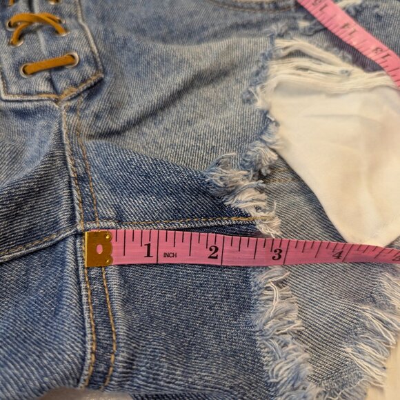 Sincerely Jules Size 1/25 Lace-up Blue Jean Shorts - Picture 9 of 10